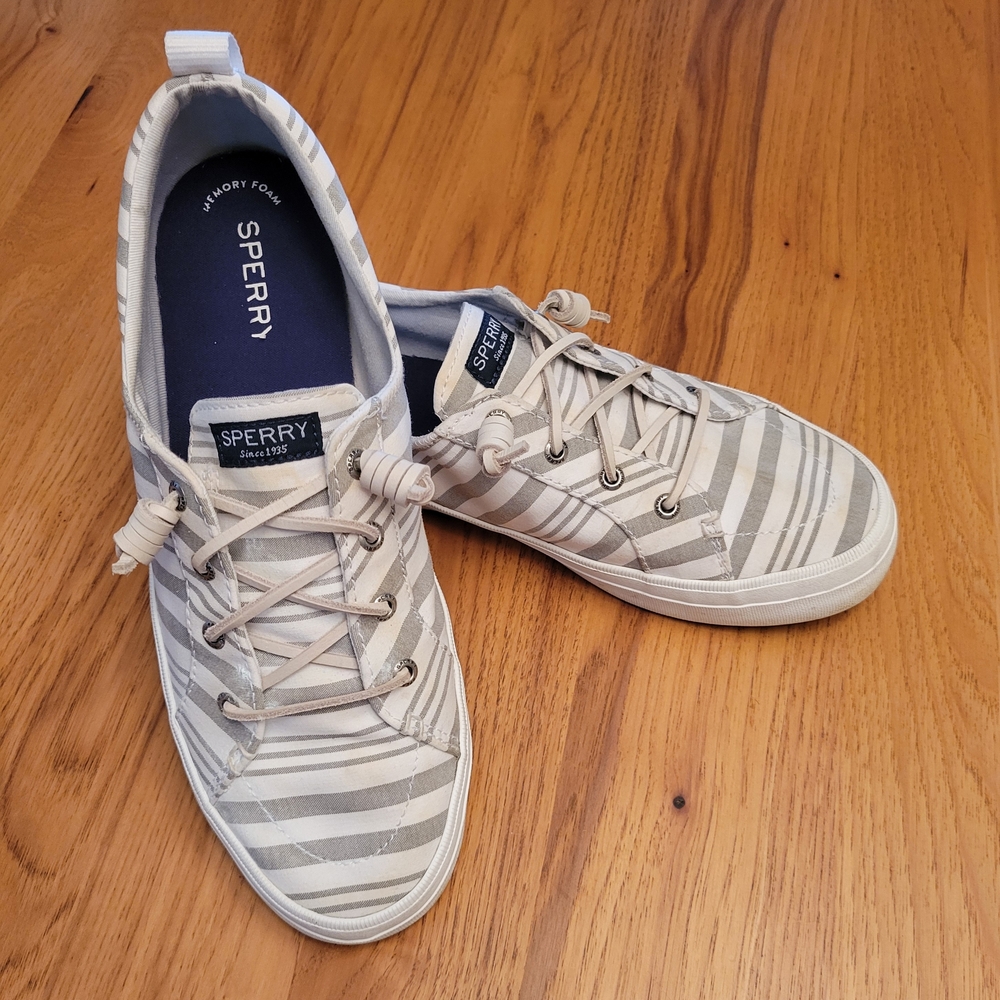 Sperry Gray and White Nautical Sneakers